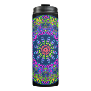 Kaleidoskop-Uhr-Mandala II + Ihre Ideen Thermosbecher