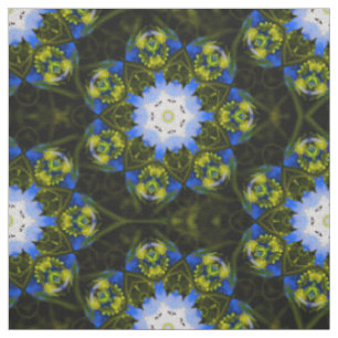 Kaleidoskopartige Babyblaue Augen Frühlingsblumen Stoff