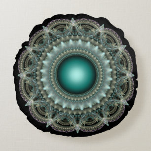 Kaleidoskopartiges Fraktal-Ornament Rundes Kissen