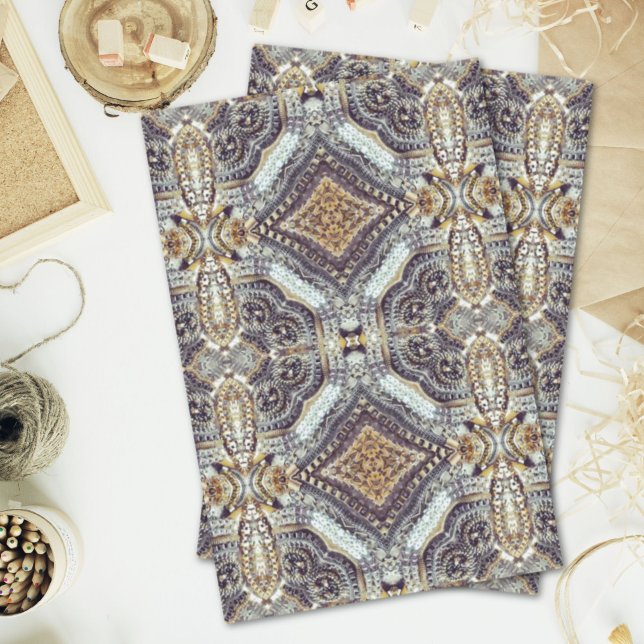 Kaleidoskopisch graue Goldmedaille-Steampunk-Zahnr Seidenpapier (Kaleidoscopic grey Gold Medallion steampunk gears Tissue Paper)