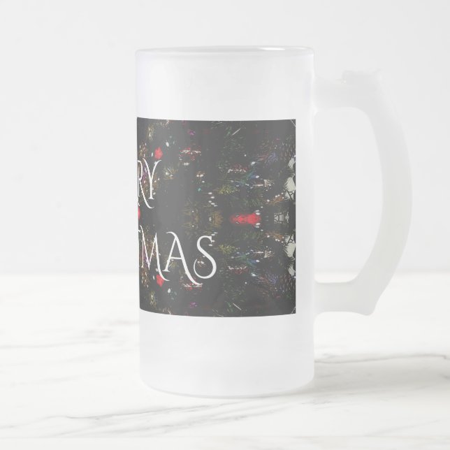 Kaleidoskopische Blume Design Rot und Weiß Mattglas Bierglas (Rechts)
