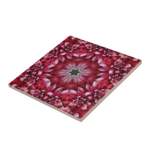 Kaleidoskopische Crimson Dahlia Fliese