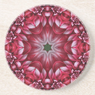 Kaleidoskopische Crimson Dahlia Getränkeuntersetzer