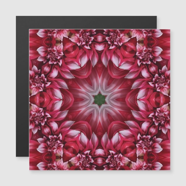 Kaleidoskopische Crimson Dahlia Magnetkarte (Vorne/Hinten)