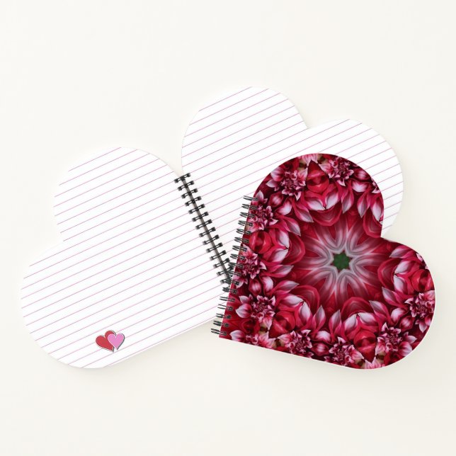 Kaleidoskopische Crimson Dahlia Notizbuch (Innenseite)