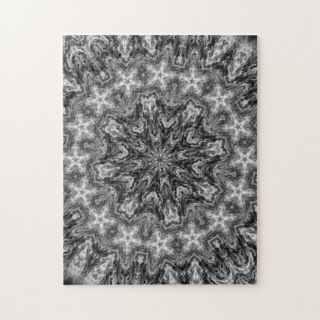 KALEIDOSKOPISCHE GEOMETRISCHE SCHWARZWEISS-MANDALA (Vertikal)