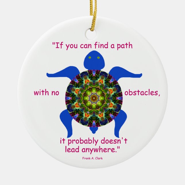 Kaleidoskopische Mandala-Schildkröte Ornament.1 Keramikornament (Vorne)