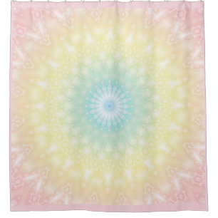 Kaleidoskopische Sommerkreismosaik-Druck pastellfa Duschvorhang