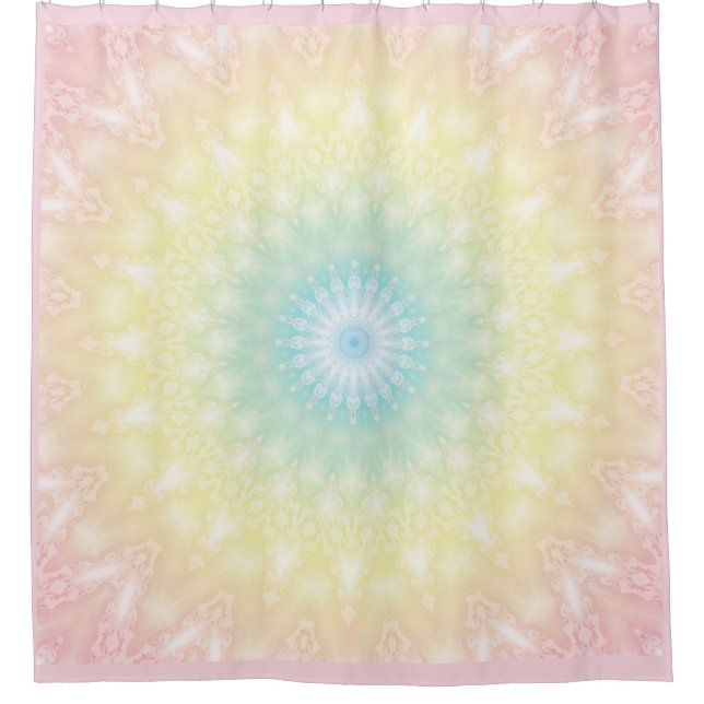 Kaleidoskopische Sommerkreismosaik-Druck pastellfa Duschvorhang (Vorderseite)