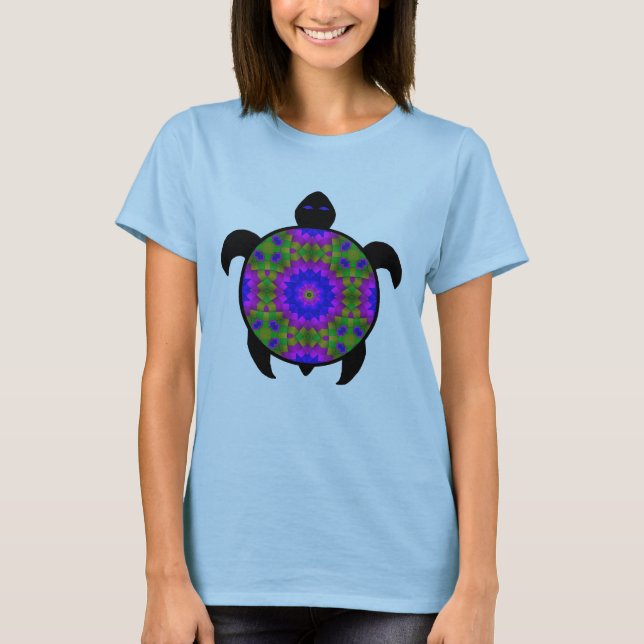 Kaleidoskopischer Mandala-Schildkröte-Entwurf T-Shirt (Vorderseite)
