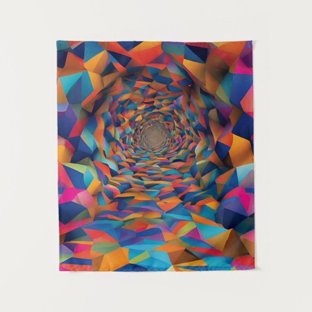 Kaleidoskopischer Prismentunnel Wandteppich (Vorderseite)