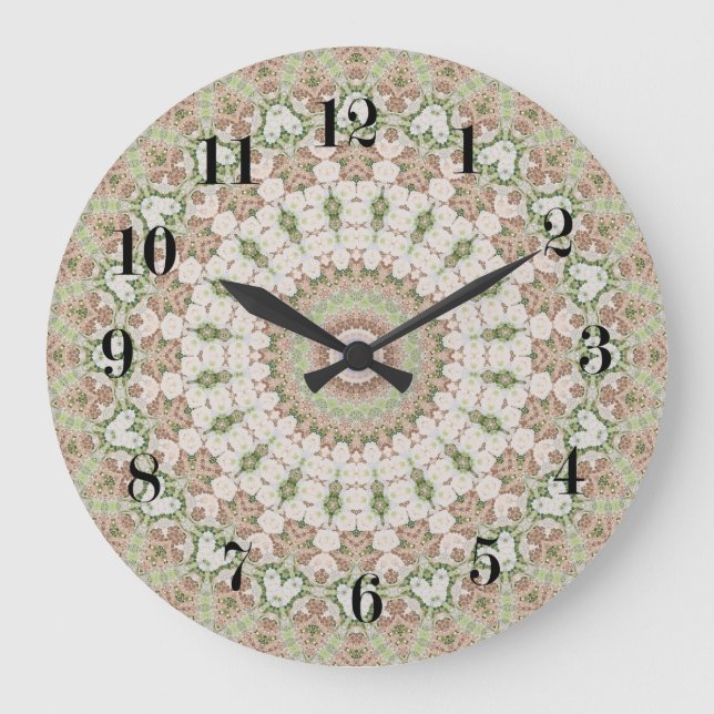 Kaleidoskopisches Fliesenmuster des abstrakten Große Wanduhr (Vorderseite)