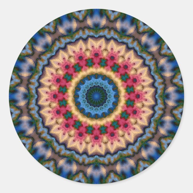 Kaleidoskopisches Fliesenmuster des abstrakten Runder Aufkleber (Vorderseite)