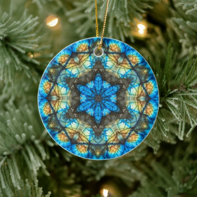 Kaleidoskopisches Labradorit "Festes Glas" Keramik Ornament (Baum)