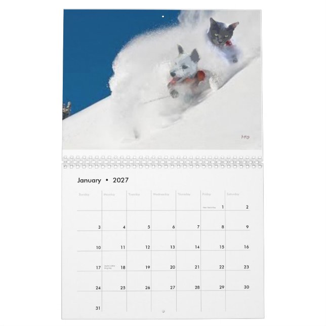 KALENDER 2013, LUSTIGE HAUSTIER-GRAFIKEN, (Jan 2027)