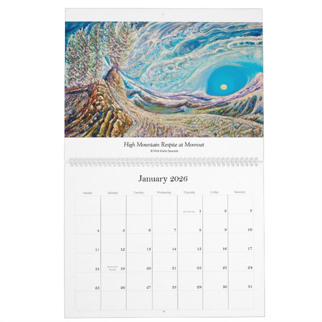Kalender 2014, der Kunstmalereien kennzeichnet (Jan 2026)
