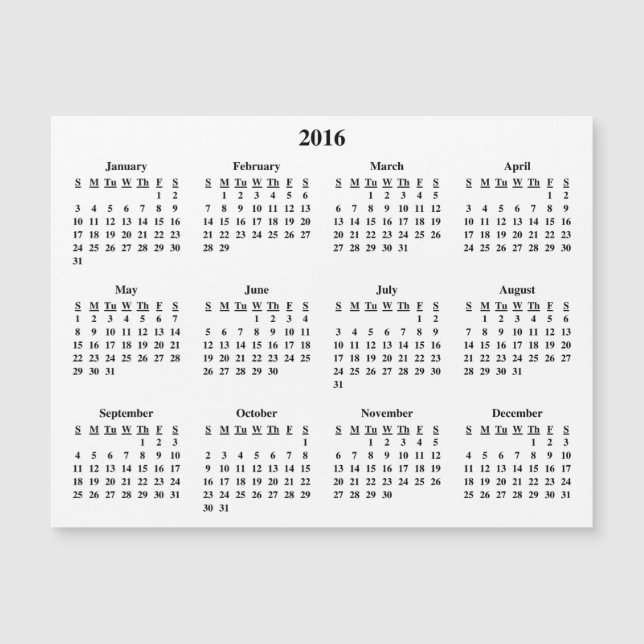 Kalender 2016 magnetkarte (Vorderseite)