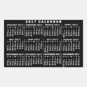 Kalender 2017 (Siehe Beschreibung der neuen Versio Rechteckiger Aufkleber