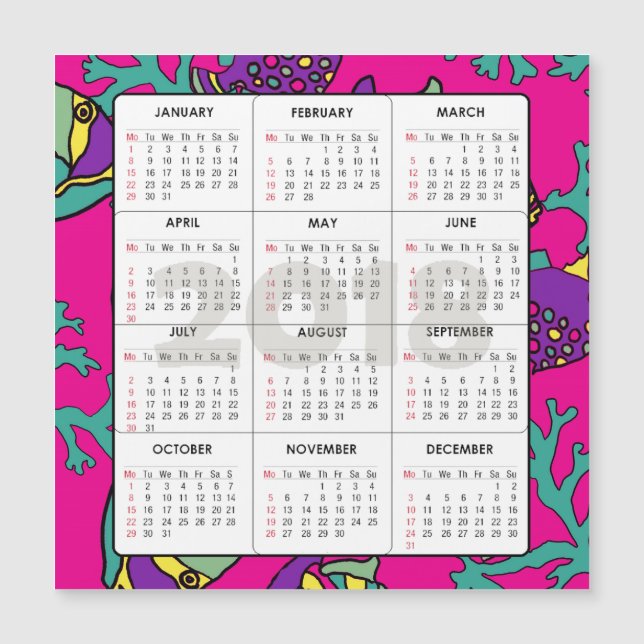 Kalender 2018 Magnetfisch und Korallen auf dem Pla Magnetkarte (Vorderseite)