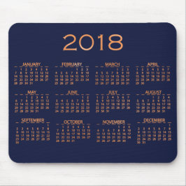 Kalender 2018 Metallic Blue Navy Kupfer Rose Gold Mousepad