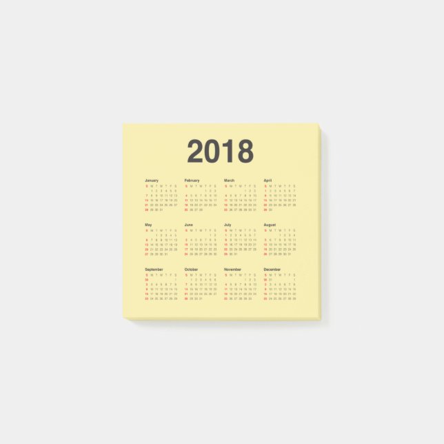 Kalender 2018 post-it klebezettel (Vorderseite)