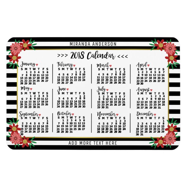 Kalender 2018 (Siehe Beschreibung der neuen Versio Magnet (Horizontal)