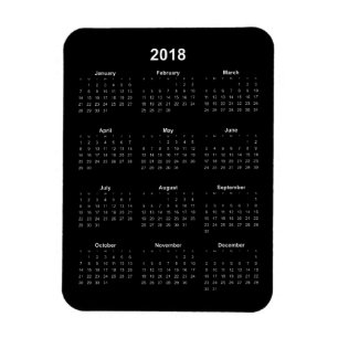 Kalender 2018 - Weißer Text mit schwarzem Hintergr Magnet
