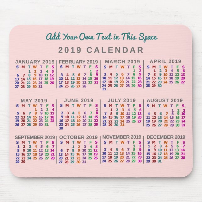 Kalender 2019 (Siehe Beschreibung der neuen Versio Mousepad (Vorne)