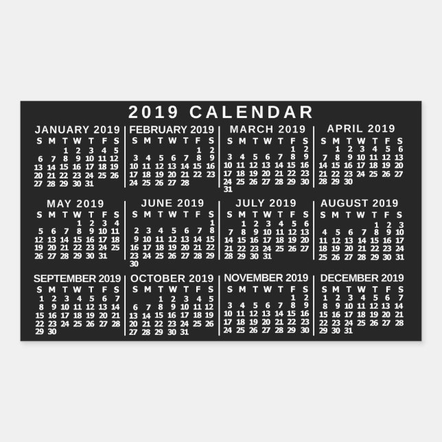 Kalender 2019 (Siehe Beschreibung der neuen Versio Rechteckiger Aufkleber (Vorderseite)