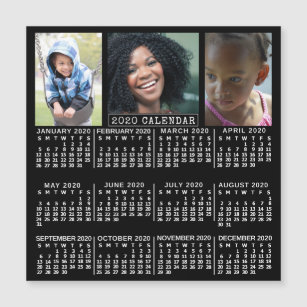 Kalender 2020 Schwarz   3 Foto Collage Magnet