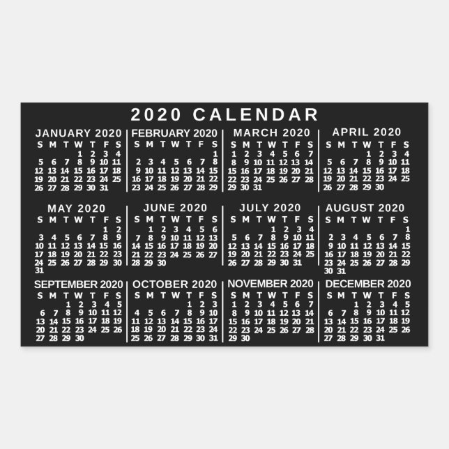 Kalender 2020 (Siehe Beschreibung der neuen Versio Rechteckiger Aufkleber (Vorderseite)