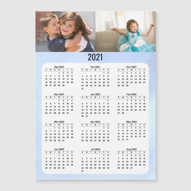 Kalender 2021 akademisches Jahr Zwei Fotos Magnetkarte (Vorderseite)