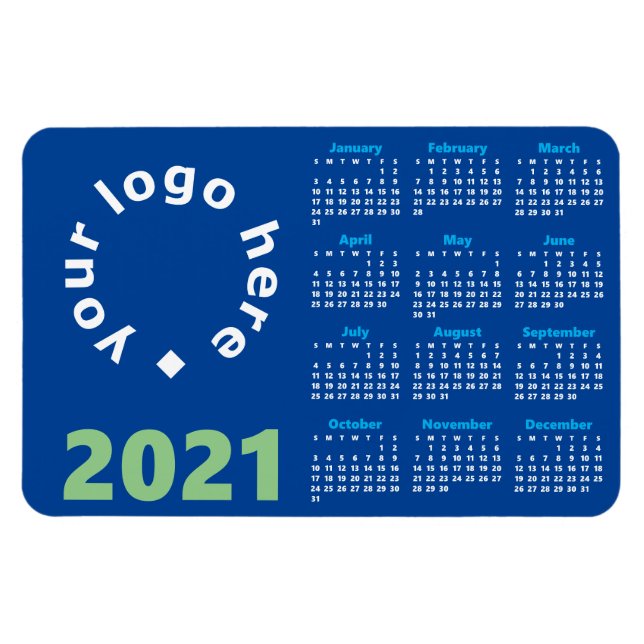 Kalender 2021 mit Ihrem Firmenlogo und Markenfarbe Magnet (Horizontal)