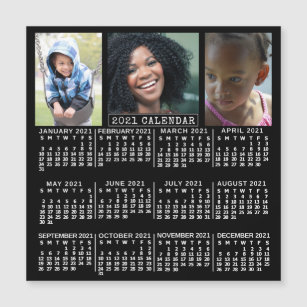 Kalender 2021 Schwarz   3 Foto Collage Magnet