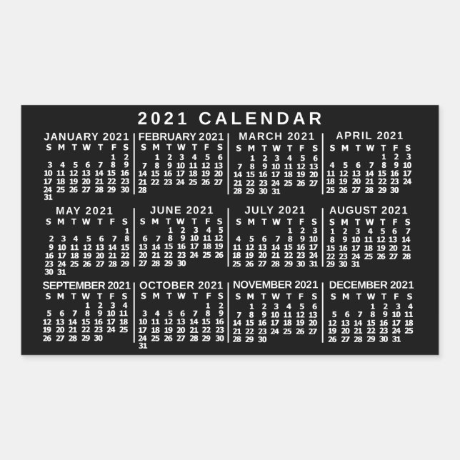 Kalender 2021 (Siehe Beschreibung der neuen Versio Rechteckiger Aufkleber (Vorderseite)