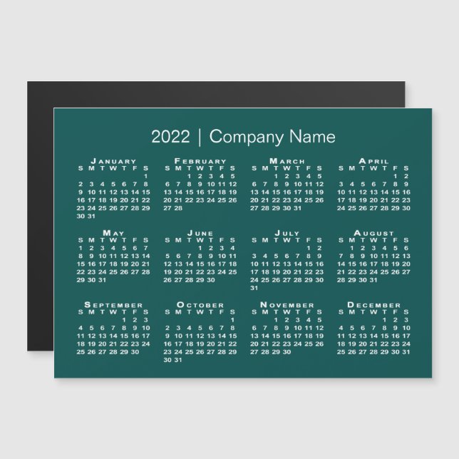 Kalender 2022 mit Firmenname Blue Green Magnet (Vorne/Hinten)