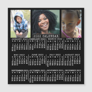 Kalender 2022 Schwarz   3 Foto Collage Magnet