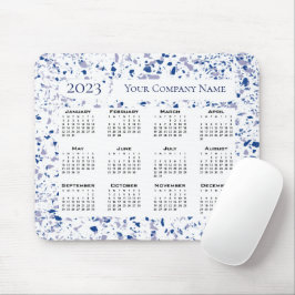 Kalender 2023 Blau Weiß Grau Terrazzo Custom Mousepad