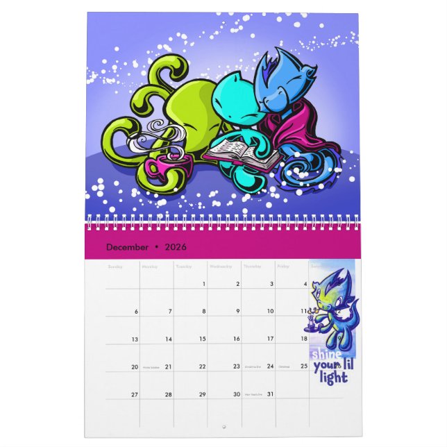 Kalender 2023: Motivierend, Katze, Drache, Oktopus (Dez 2026)