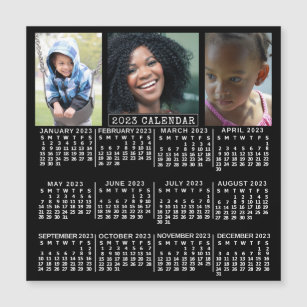 Kalender 2023 Schwarz   3 Foto Collage Magnet