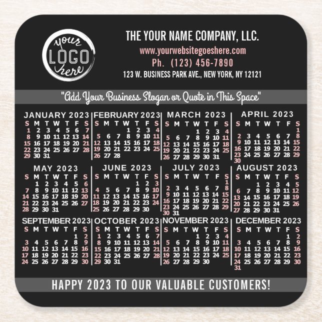 Kalender 2023 (siehe Beschreibung der neuesten Ver Rechteckiger Pappuntersetzer (Vorderseite)