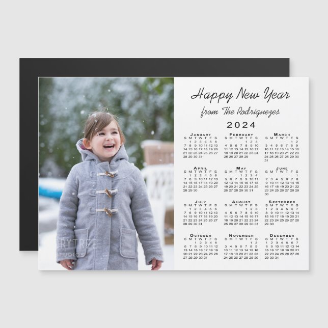 Kalender 2024 Benutzerdefiniertes Foto Glückwunsch Magnetkarte (Vorne/Hinten)