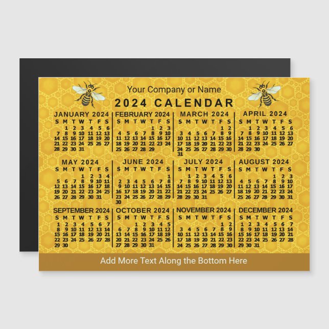 Kalender 2024 Bienenwabenkollektor Magneteinladung (Vorne/Hinten)