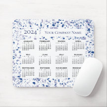 Kalender 2024 Blau Weiß Grau Terrazzo Custom