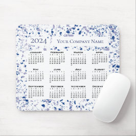Kalender 2024 Blau Weiß Grau Terrazzo Custom Mousepad