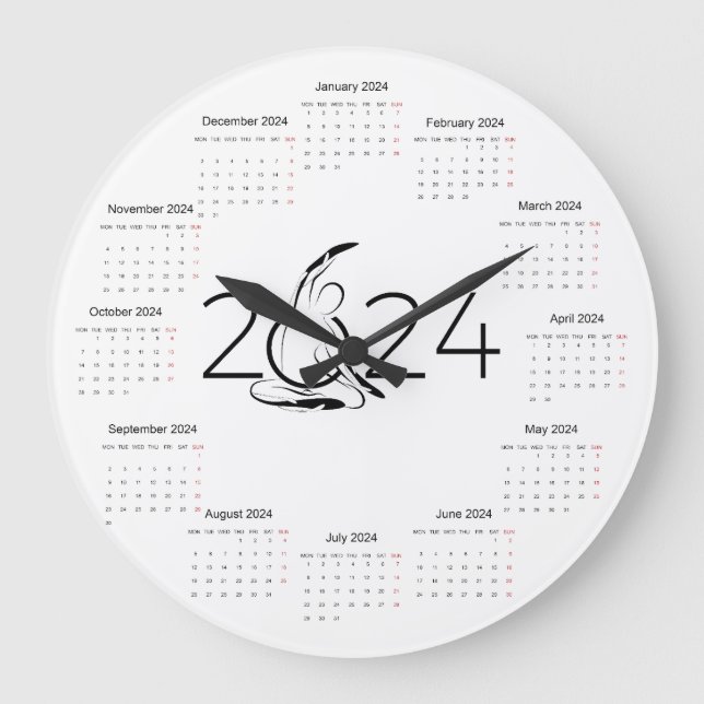 Kalender 2024 für Pilates-Ausbilder Große Wanduhr (Vorderseite)