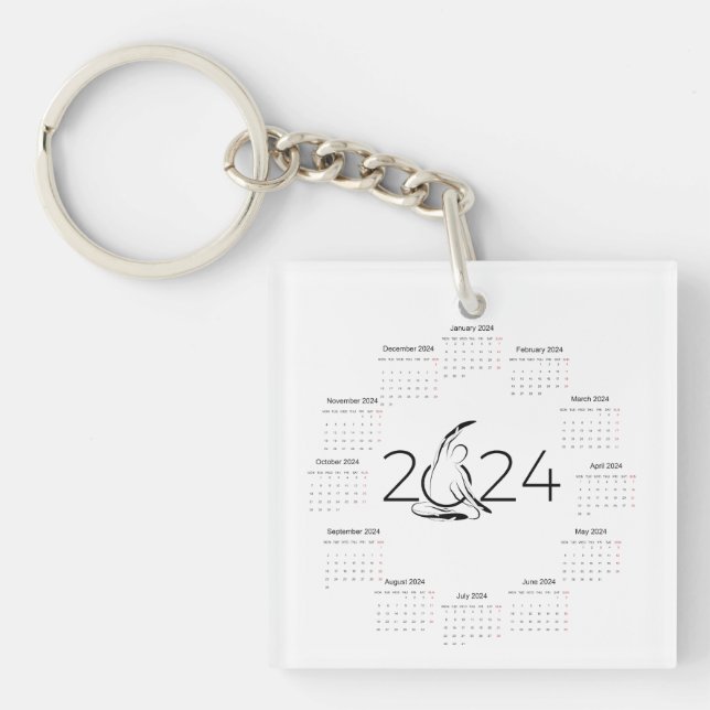 Kalender 2024 für Pilates-Ausbilder Schlüsselanhänger (Vorderseite)