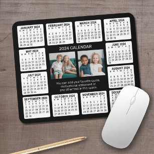 Kalender 2024 mit 2 Fotos und Text - Schwarz-weiß Mousepad