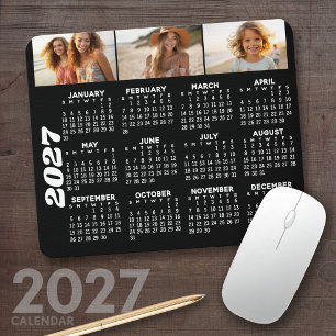 Kalender 2024 mit 3 FotoCollage - schwarz Mousepad