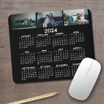 Kalender 2024 mit 3 FotoCollage - schwarz Mousepad<br><div class="desc">Eine 3-Foto-Collage mit einem Kalender. Ein lustiger Gegenstand für das neue Jahr. Fügen Sie diesem Design 3 Landschaftsbilder hinzu.</div>